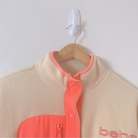 bebe Sport Polar Fleece Snap Cream Pink Jacket Sz M - Picture 4 of 15